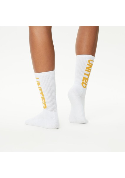 Unıted4 Unisex Beyaz 2'li Çorap