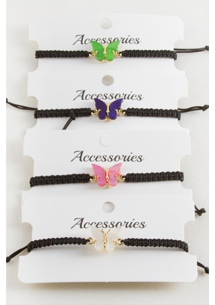 Kelebek Polyester Makrome Örgülü Bileklik