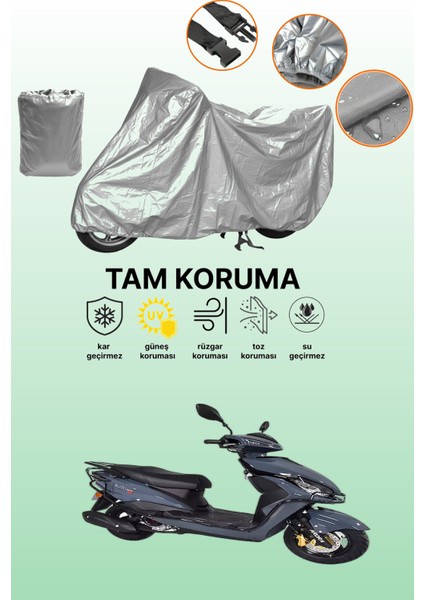 Gri Arora Quantum 50 Uyumlu Motosiklet Brandası, Koruyucu Örtü, Motor Branda