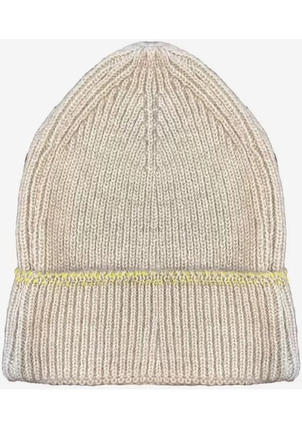 Kadın Dokuma Simli Triko Bere - Krem