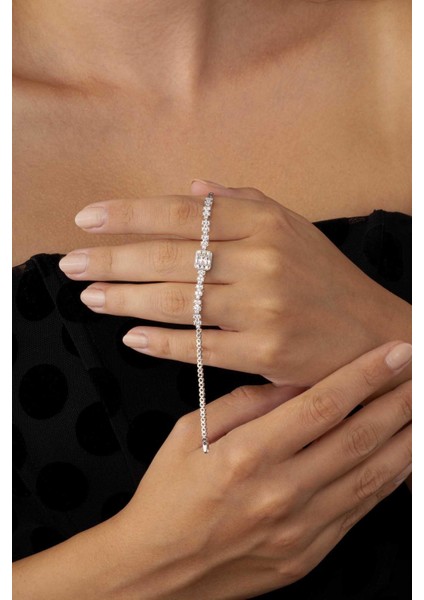 Baget Taşlı Rodyum Kaplama Su Yolu 925 Ayar Gümüş Bileklik fiyatları