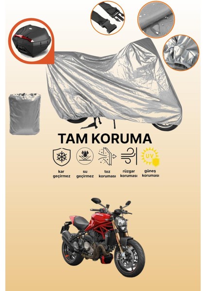 Gri Arka Çanta Uyumlu Ducati Monster 1200 Uyumlu Motor Brandası, Koruyucu Örtü