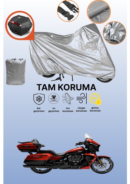 Gri Arka Çanta Uyumlu Harley-Davidson Street Glide Ultra Uyumlu Motor Brandası, Koruyucu Örtü