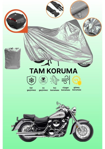 Gri Arka Çanta Uyumlu Kawasaki Vn 1500 Uyumlu Motor Brandası, Koruyucu Örtü