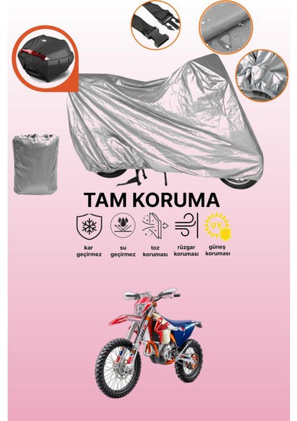 Gri Arka Çanta Uyumlu Ktm 250 Exc Six Days Uyumlu Motor Brandası, Koruyucu Örtü