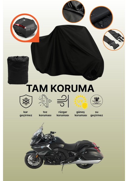 Siyah Arka Çanta Uyumlu Bmw K 1600 Bagger Uyumlu Motosiklet Brandası, Koruyucu Örtü