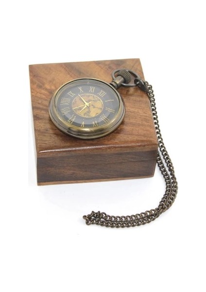 Ahşap Kutulu Pirinç Köstekli Saat Model 8