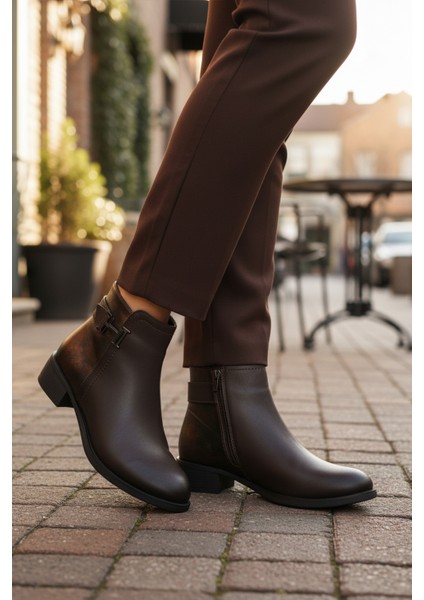 Kahve Nubuk Fermuarlı Kadın Bot 547820 Z