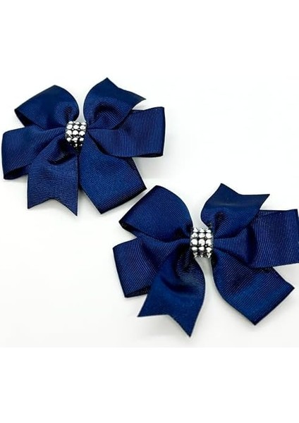 Taş Detaylı Klipsli Kurdele Bebek ve Çocuk Tokası, Taşlı Çocuk Tokası, Yan Toka 2 Adet (Lacivert) modelleri