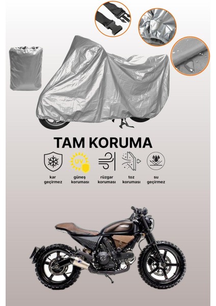 Gri Ducati Scrambler Sixty2 Uyumlu Motosiklet Brandası, Koruyucu Örtü, Motor Branda