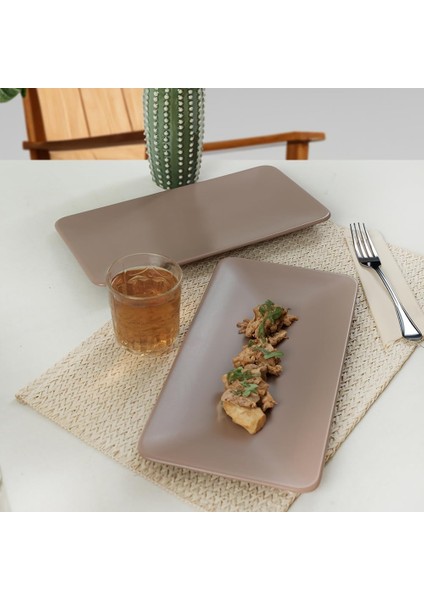 Mat Toprak Taupe Siera Kayık Tabak 33 cm 2 Adet 977