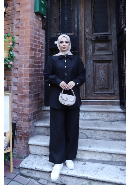 Sedef Düğmeli Süet Takım