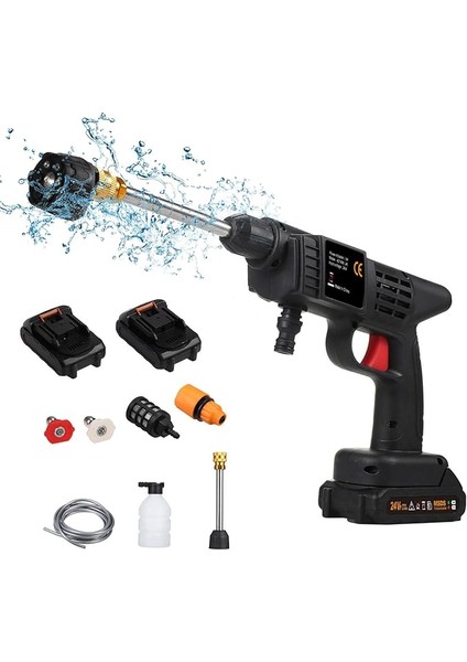 Basınçlı Yıkama Makinesi, 150PSI Taşınabilir Basınçlı Temizleyici El Tipi, 6'sı 1 Arada Püskürtücü Pil ve Şarj Cihazı 24V 1500MAH Pil Elektrikli Basınçlı Yıkama Makinesi Araba Yıkama, Sulama