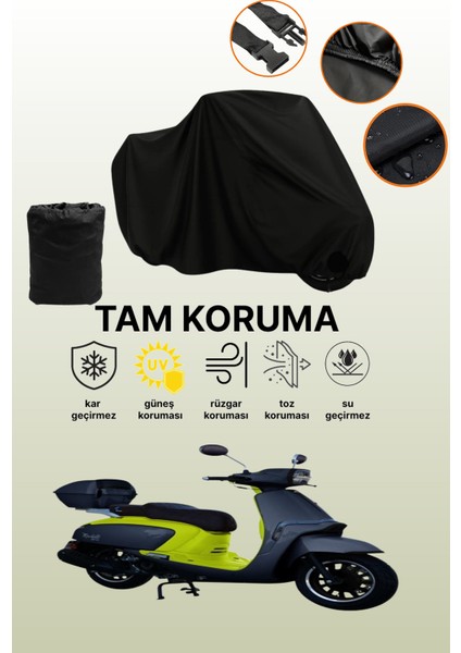 Siyah Motolux Macchiato 125 Uyumlu Motor Branda, Koruyucu Örtü, Motosiklet Brandası