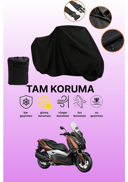 Siyah Yamaha X-Max 300 Abs Uyumlu Motor Branda, Koruyucu Örtü, Motosiklet Brandası
