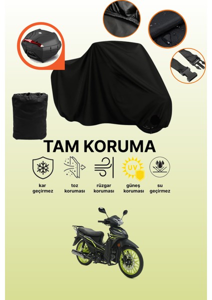 Siyah Arka Çanta Uyumlu Rks Sniper 50 Pro Euro 5 Uyumlu Motosiklet Brandası, Koruyucu Örtü
