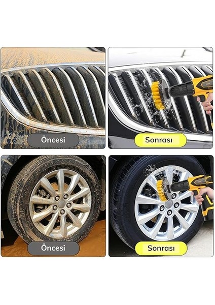 3lü Matkap Ucu Banyo Küvet Duşakabin Araba Tekerliği Koltuk Yıkama Temizleme Fırçası Seti, Renkli, Küçük fırsatları