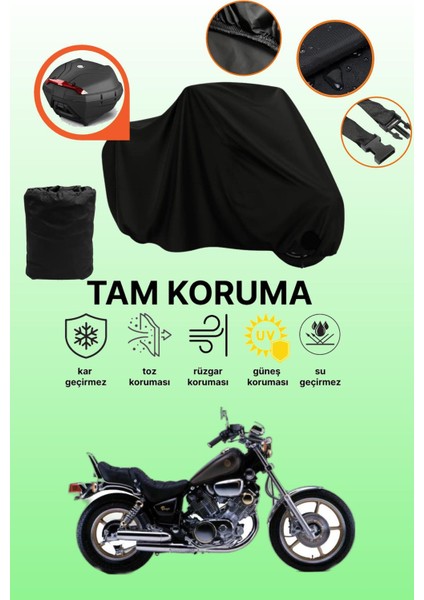 Siyah Arka Çanta Uyumlu Yamaha Virago Xv 750 Uyumlu Motosiklet Brandası, Koruyucu Örtü