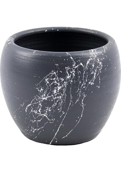 Mermer Efektli Gri Üzeri Beyaz Toprak Saksı -15 cm fiyatları