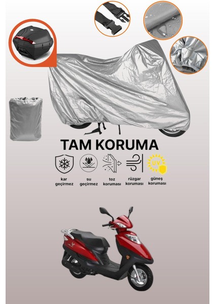 Gri Arka Çanta Uyumlu Haojue Hj 125T-10 Uyumlu Motor Brandası, Koruyucu Örtü