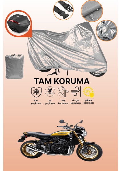 Gri Arka Çanta Uyumlu Kawasaki Z 900 Rs Uyumlu Motor Brandası, Koruyucu Örtü