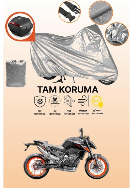 Gri Arka Çanta Uyumlu Ktm 790 Duke Uyumlu Motor Brandası, Koruyucu Örtü