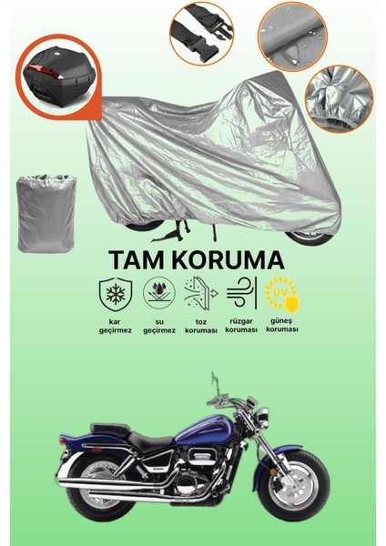 Gri Arka Çanta Uyumlu Suzuki Marauder 800 Uyumlu Motor Brandası, Koruyucu Örtü