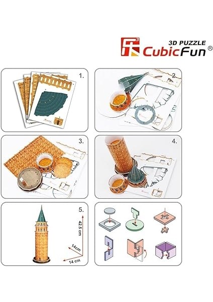 3D 17 Parça Puzzle Galata Kulesi modelleri
