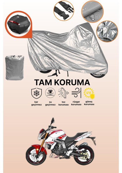 Gri Arka Çanta Uyumlu Yuki NT-250 Naked Uyumlu Motor Brandası, Koruyucu Örtü