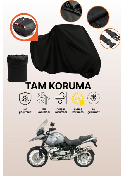 Siyah Arka Çanta Uyumlu Bmw R 1150 Gs Uyumlu Motosiklet Brandası, Koruyucu Örtü
