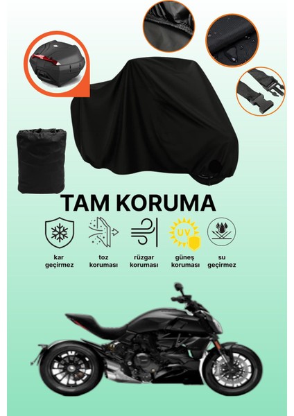 Siyah Arka Çanta Uyumlu Ducati Diavel Uyumlu Motosiklet Brandası, Koruyucu Örtü