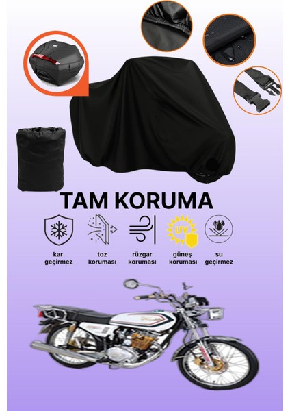 Siyah Arka Çanta Uyumlu Kuba Çita 100R Max Gold Uyumlu Motosiklet Brandası, Koruyucu Örtü