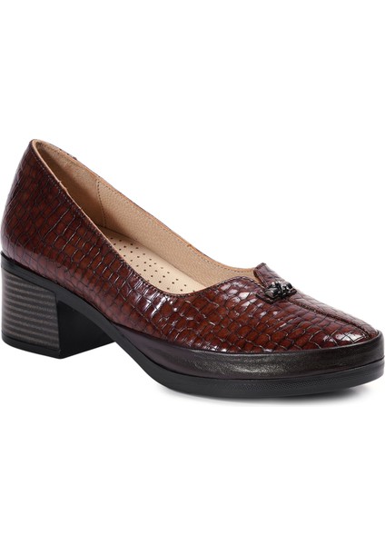 Taba Kalın Topuklu Hakiki Deri Kadın Ayakkabı fiyatları