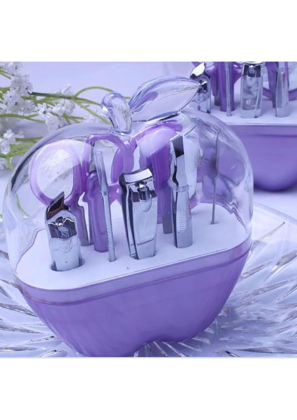Promosyonca Manikür Seti, Elma Tasarımlı Şeffaf Kapaklı, 9 Parça (Mor) fiyatları