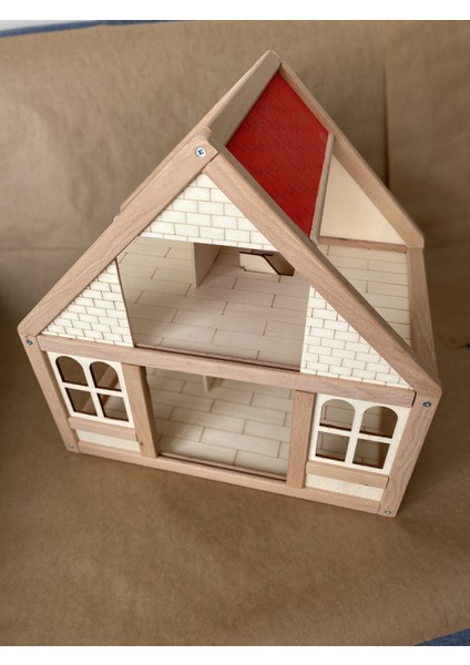 Ahşap Oyun Evi Doğal Ahşap Montessori Oyun Evi Kırmızı Çatılı Ev fırsatları