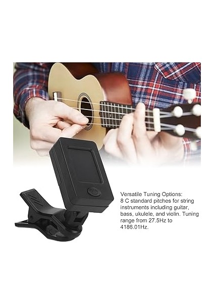 Klipsli Tuner, LCD Ekran Yüksek Hassasiyet 8c Evrensel Çok Fonksiyonlu Elektrikli Tuner Keman, Bas, Ukulele, Gitar, Müzik Aleti Tuning Aracı fiyatları