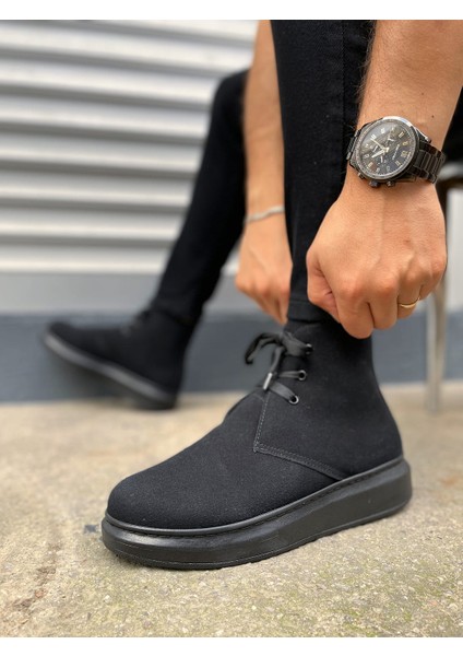 JY207 Oslo Bağcıklı Ortopedik Taban Süet Erkek Spor Bot Sst - Siyah modelleri