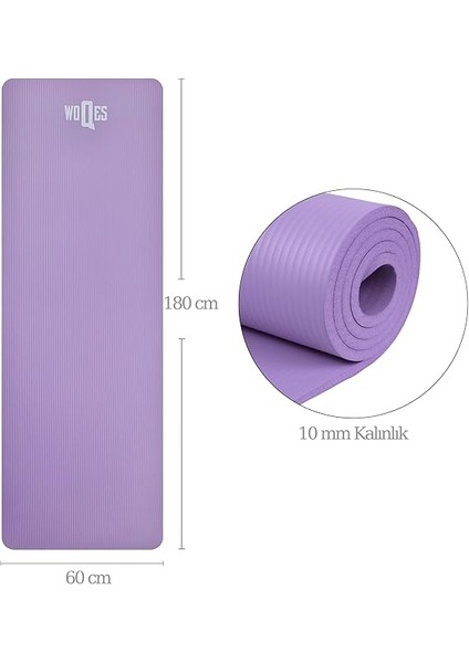 10MM Nbr Yoga Matı Kalın Pilates ve Spor Minderi Kaymaz Ekstra Konforlu Dayanıklı Egzersiz Matı Mor Taşıma Kayışı Dahil fiyatları