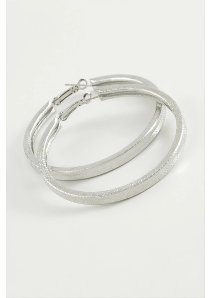 Kare Baklava Desenli Halka Küpe 3,5 cm