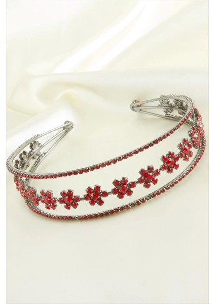 Çiçek Lüks Taşlı Gelin Tacı