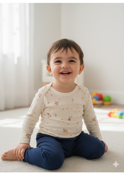 Kız Erkek Çocuk Bebek Uzun Kollu Çıtçıtlı Body-Badi %100 Organik Pamuk 1-2-3-4-5-6 Yaş