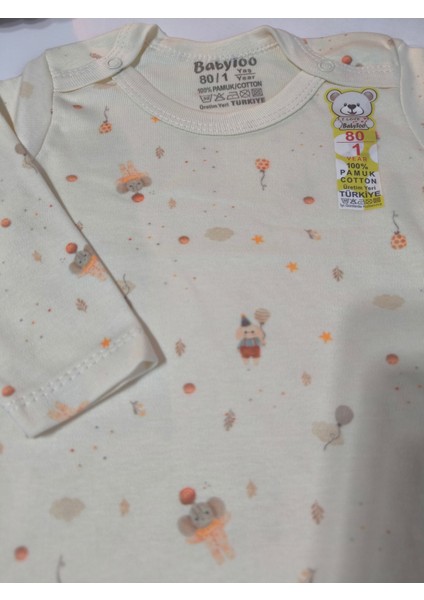 Kız Erkek Çocuk Bebek Uzun Kollu Çıtçıtlı Body-Badi %100 Organik Pamuk 1-2-3-4-5-6 Yaş fırsatları