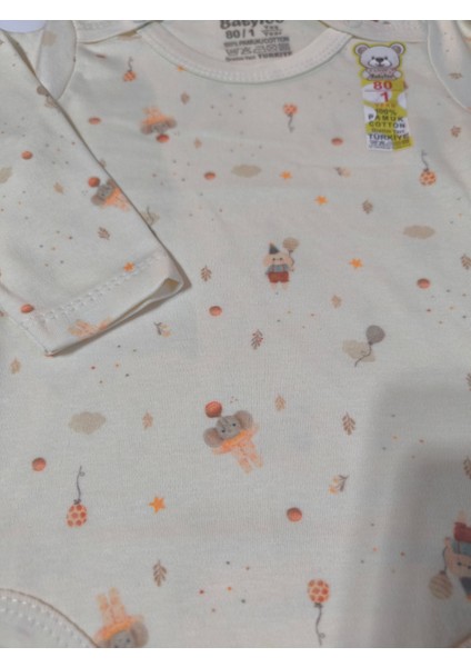 Kız Erkek Çocuk Bebek Uzun Kollu Çıtçıtlı Body-Badi %100 Organik Pamuk 1-2-3-4-5-6 Yaş indirimleri