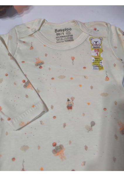 Kız Erkek Çocuk Bebek Uzun Kollu Çıtçıtlı Body-Badi %100 Organik Pamuk 1-2-3-4-5-6 Yaş