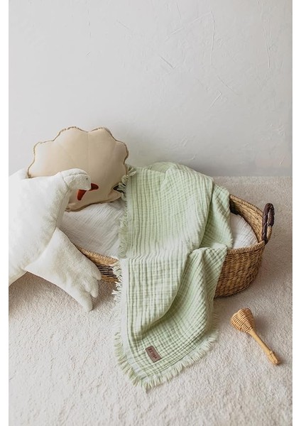 Su Yeşil 4 Katlı Müslin Bebek ve Çocuk BATTANIYESI%100PAMUK Baby Muslin Blanket fırsatları