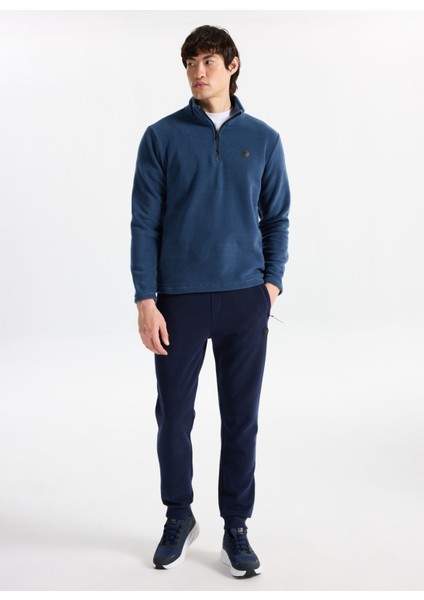 D5WM-SWT3300 Indigo Fermuarlı Yaka Basic Düz Erkek Polar Sweatshırt fiyatları