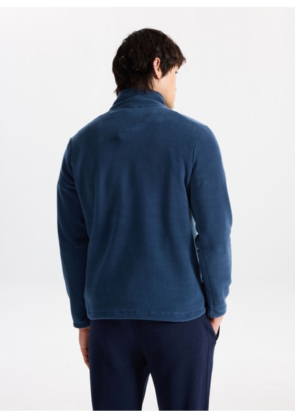 D5WM-SWT3300 Indigo Fermuarlı Yaka Basic Düz Erkek Polar Sweatshırt indirimleri