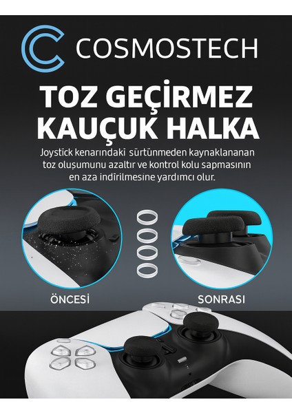 Ps5 Dualsense Silikon Kılıf Beyaz-Kırmızı Spider Desen + 2 Thumb Grip + Sticker + Analog Koruyucu Halkalar (Rings)