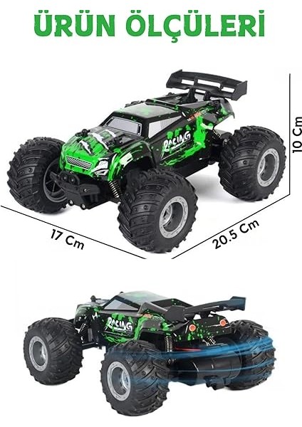 Ghz Uzaktan Kumandalı Şarjlı LED Işıklı Drift Atan 20 Km Hız Yapan Off Road Araba (Yeşil) fırsatları