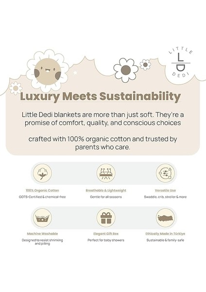 Dedi ALINA%100 Organik Pamuklu Bebek Battaniyesi Kızlar/erkek Çocuklar Için 80X100 cm - Kundak ve Bebek Battaniyesi, Yumuşak Hafif Örgü Battaniye (Naturel) fırsatları